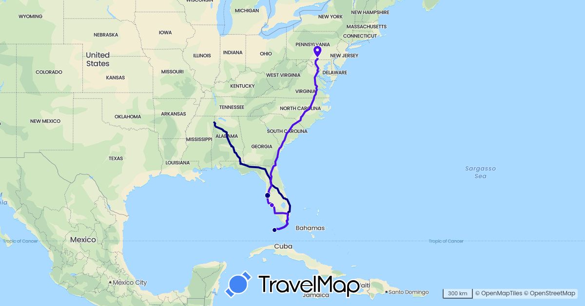TravelMap itinerary: driving, rv in United States (North America)